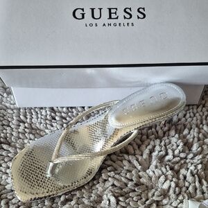 Guess Mayan Metallic Silver Sandals